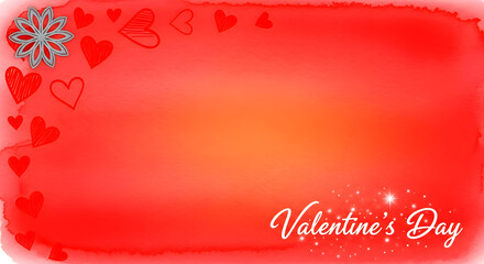 Valentine's day background with red hearts and elegant white text for love cards or romantic messages