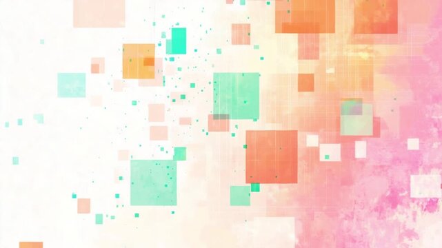 Soft pastel abstract pattern with squares and shapes creating creative modern background design HD 4K Video