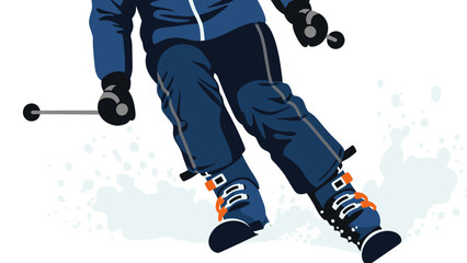 Obraz premium Dynamic skiing athlete carving through snow in stylish winter gear