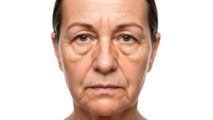 Obraz premium face portrait showing sun damage, wrinkles, and skin texture details.