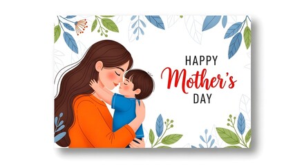 Heartwarming mother's day card with mother and child embrace