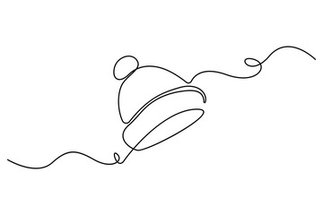 Fototapeta premium Continuous one line drawing of beanie hat winter headwear concept vector illustration 