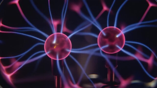 Dynamic plasma ball energy streams glowing electric arcs pulsating light science experiment