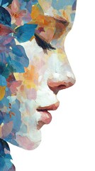 Colorful Brushstroke Painting Female Face Floral Elements Artistic Style