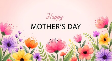 Happy mother's day wishes with beautiful colorful flowers