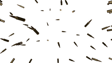 Falling Bullet Shells on Black Background