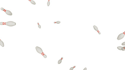 Scattered Bowling Pins on Black Background