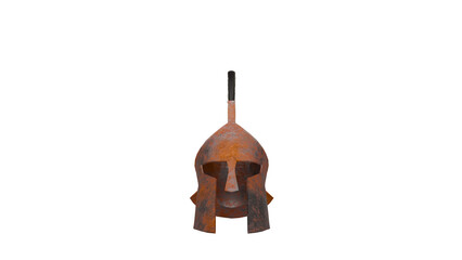 Ancient Rusty Spartan Helmet on Black Background