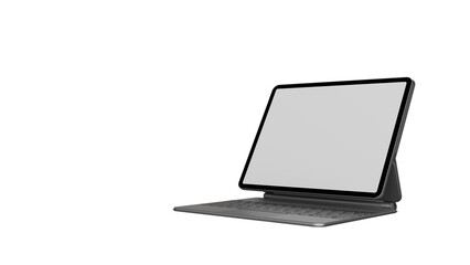 Tablet with Keyboard on Black Background