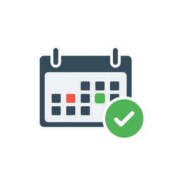 Modern Calendar Icon Representing Date Selection, Appointment or Task Confirmation
