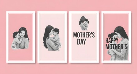 Happy mother's day greeting cards for mom with beautiful family moments