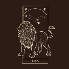 Vector illustration of zodiac signs in a synthage linear retro engraving style with baroque elements. Astrology and tarot