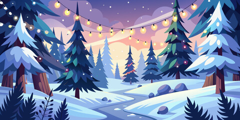 winter landscape with trees and snow