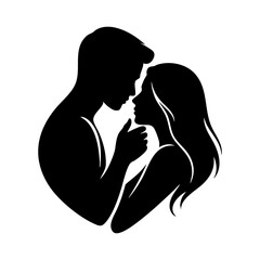 Couple sharing a moment in silhouette outline
