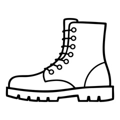 Drawing of a black boot with laces and a sole