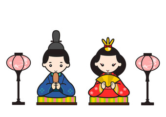 ひな祭り お雛様 お内裏様 かわいい 雛人形 イラスト