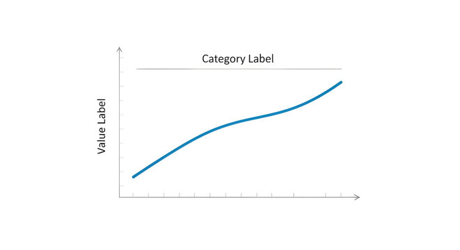 A smooth upward trending line graph with scattered data points illustrating a positive correlation and growth trend suitable for business or scientific presentations