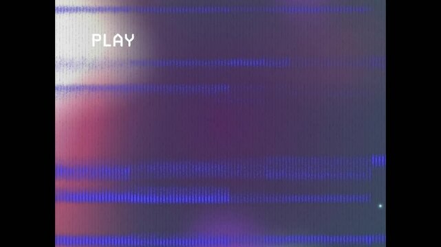Animation of glitch over vintage video with multicolour background