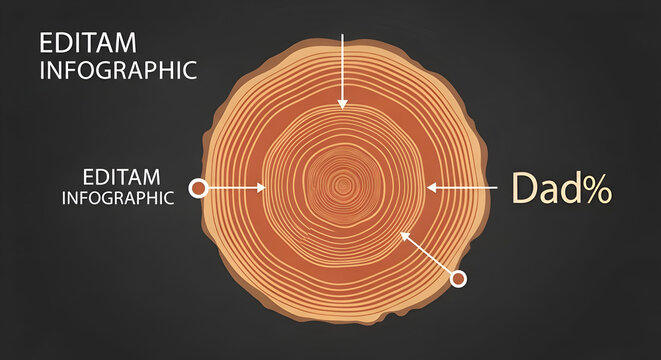 A stylized abstract representation of a tree ring cross section with infographic elements and text overlays suggesting data analysis growth or time progression - Powered by Adobe