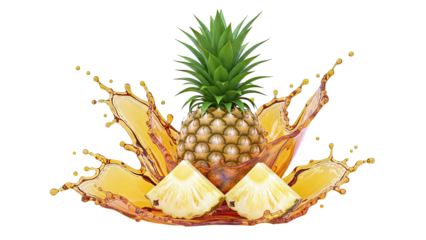 Pineapple with juice splash