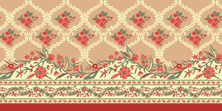 Textile design motif ,flower, kolka, allover, pratten design, three piece design motif.