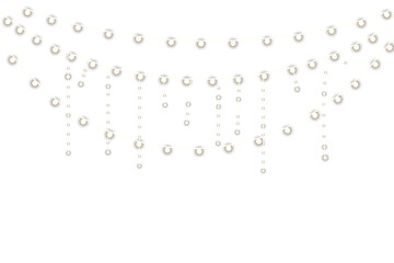 Banner happy year. For christmas, new year, or celebration event. Golden festoon lights in glowing style for winter celebration. Bright gold isolated winter festive garland christmas light party glow.