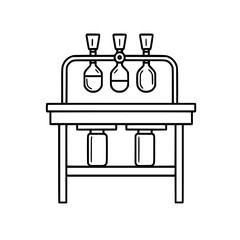 Fototapeta premium Vintage Bar Cart Bottles Taps | Clean, isolated vector art for creative projects.