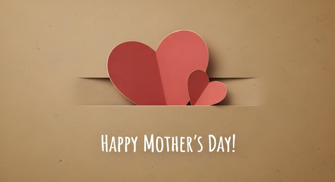 Happy mother's day greeting card with red hearts