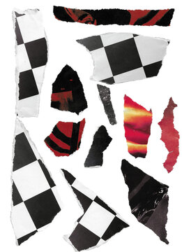 Checkerboard Ripped Paper Texture Pack Various Torn Collage Pieces 