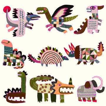 Dinosaur, watercolor painting. vector illustration of animal collection. isolated cartoon.	