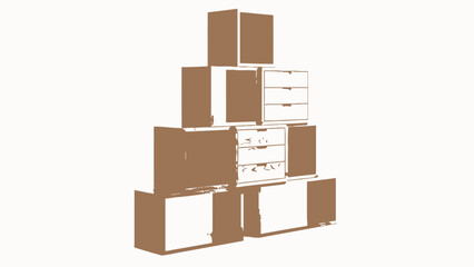 Obraz premium Stack of Cardboard Boxes and Drawers.