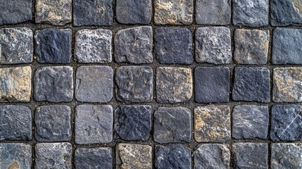 Obraz premium Textured Cobblestone Pavement in Gray and Black Tones