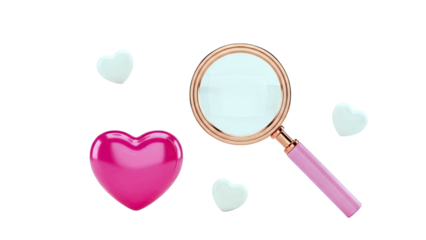 Magnifying Glass and Hearts