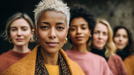 Group of diverse women confidently looking at camera, embodying empowerment and community
