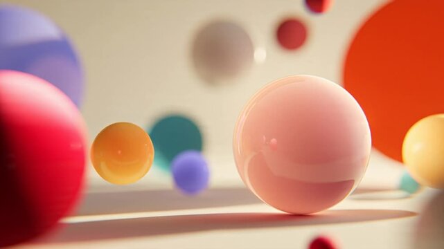 Vibrant colorful balls floating in air abstract background