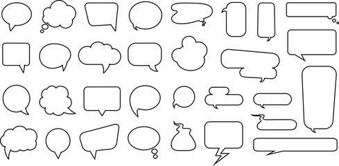 Assortment Of Speech And Thought Bubbles In Various Shapes