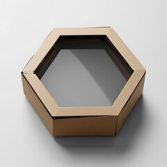 Mockup Hexagonal Cardboard Box Window Lying Flat Isolated White Background