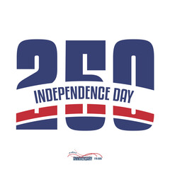 Modern patriotic vector illustration dedicated to the 250th anniversary of United States Independence Day.