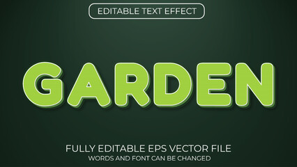 Garden editable 3d text effect vector typography style