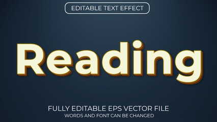 Reading editable 3d text effect vector typography style