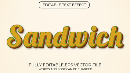 Sandwich editable 3d text effect vector typography style