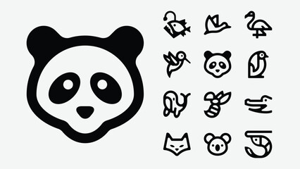 Wild animals and wildlife icons set