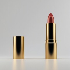 Photorealistic Shot Blank Metal Lipstick Tube Gold Finish Retractable Mechanism