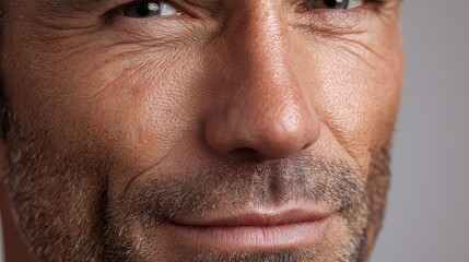 Obraz premium Macro Portrait of a Mature Man Showing Detailed Skin Texture