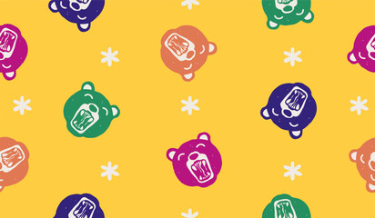 Cute bear pattern background vector design