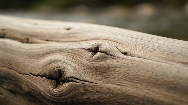 Detailed close up of weathered wood texture showcasing natural patterns knots and grain Light neutral tones create a serene abstract visual focusing on organic material