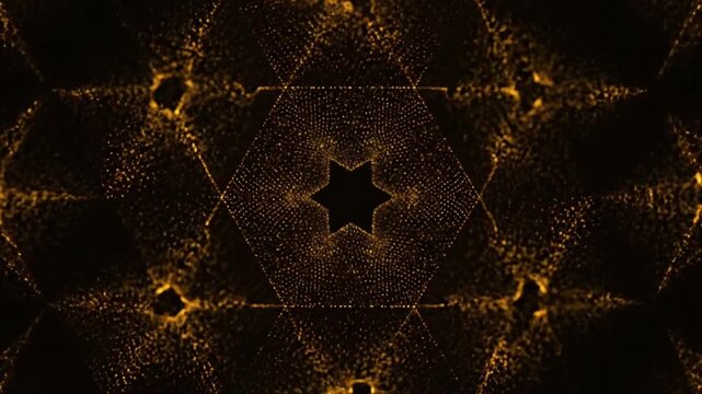 Golden Honeycomb Pattern with Sparkling Lights