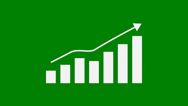 Animated Graph on a solid green background depicting business growth and success minimal motion graphics concept video