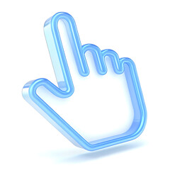 Obraz premium A 3D icon of a hand cursor isolated on a white background for digital use