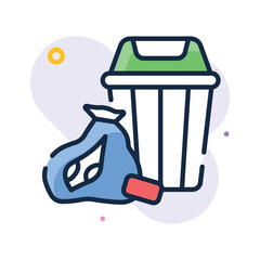 An editable flat outline icon of garbage pollution, ready to use vector